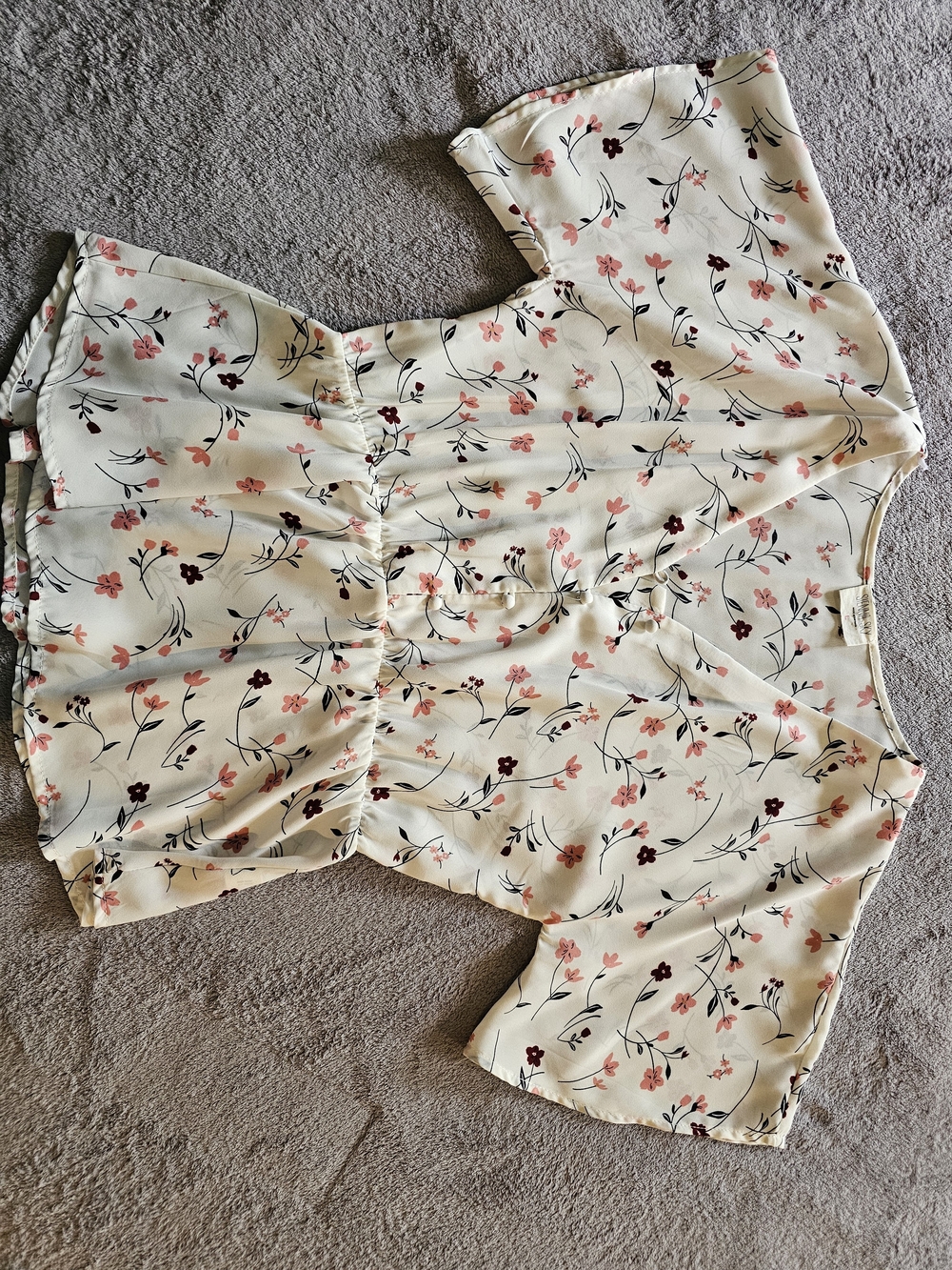 Sienna Sky Cream Floral V-Neck Peplum Top with Pink Accents